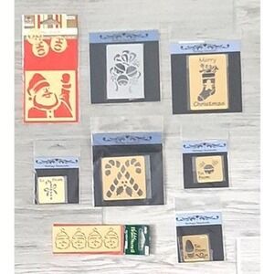 Christmas Brass Stencil lot of 8 Santa Stocking Candy Cane Ornaments gift NEW